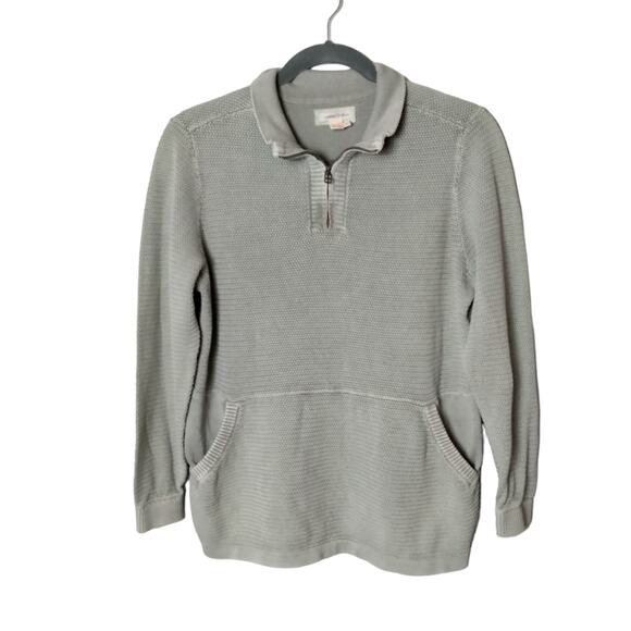 Carbon 2 Cobalt Mens Sz L Refresh Quarter Zip Sweater Cotton Seed Stitch Texture - Picture 1 of 7